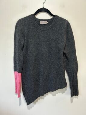 Brodie cashmere sweater womens XS grey pink asymmetrical hem